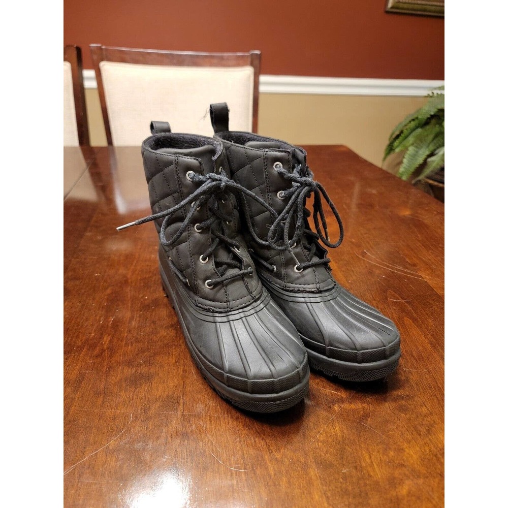 Sperry Top-Siders Quilted Waterproof Duck Boots Women's Size 9 • Black Ski Snow